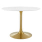 Modway Lippa 40" Round Dining Table in Gold White - EEI-3226