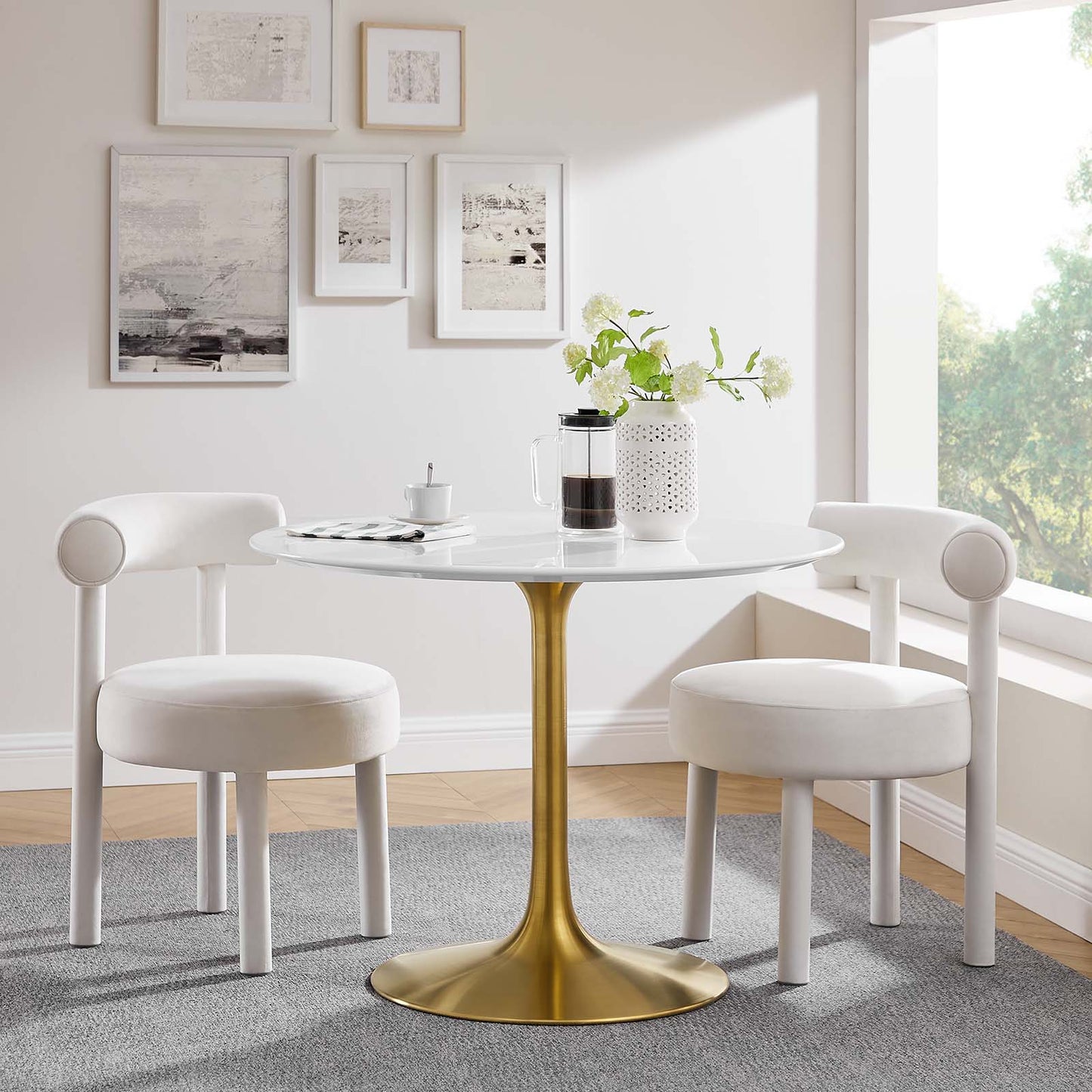 Modway Lippa 40" Round Dining Table in Gold White - EEI-3226 | Dining Tables | Modishstore - 5