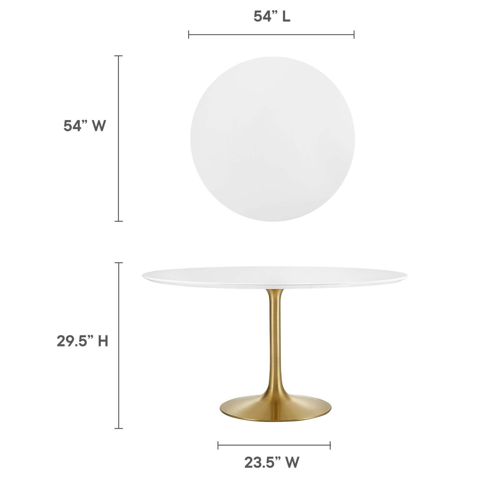 Modway Lippa 54" Round Wood Top Dining Table in Gold White - EEI-3228 | Dining Tables | Modishstore - 11