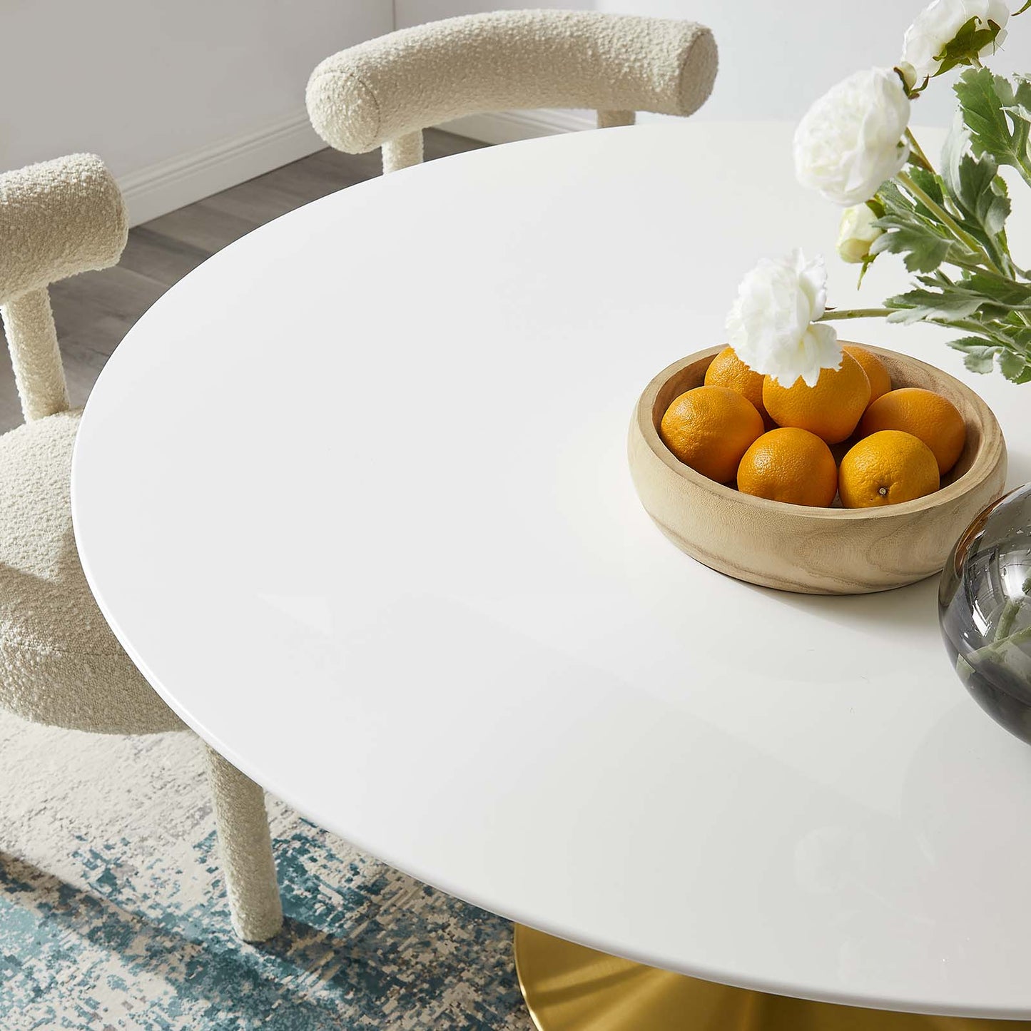 Modway Lippa 54" Round Wood Top Dining Table in Gold White - EEI-3228 | Dining Tables | Modishstore - 5