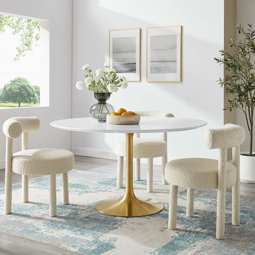 Modway Lippa 54" Round Wood Top Dining Table in Gold White - EEI-3228 | Dining Tables | Modishstore - 6