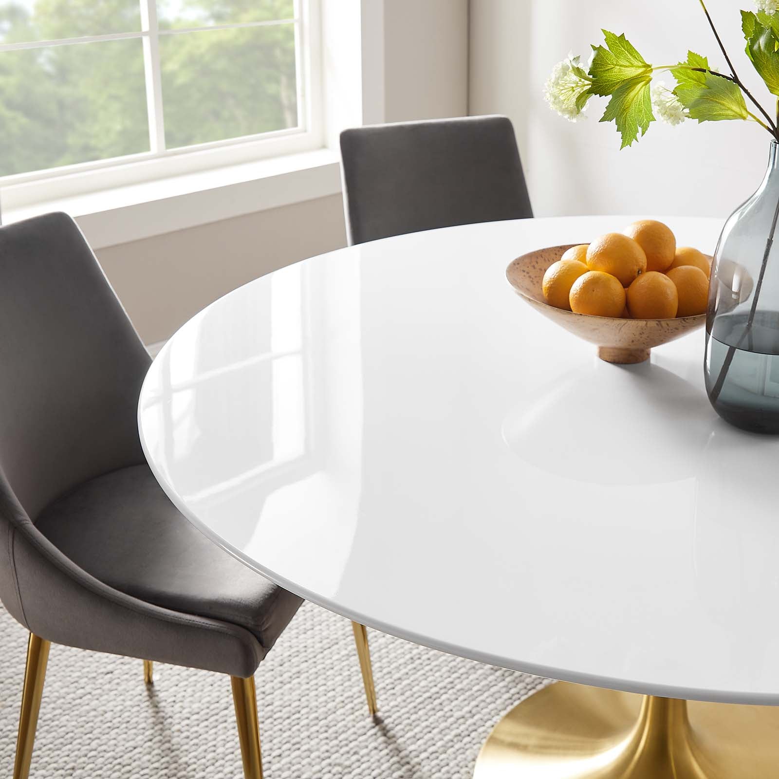 Modway Lippa 60" Round Wood Top Dining Table in Gold White - EEI-3229 | Dining Tables | Modishstore - 5