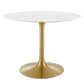 Modway Lippa 40" Round Artificial Marble Dining Table in Gold White - EEI-3231 | Dining Tables | Modishstore - 7