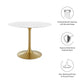 Modway Lippa 40" Round Artificial Marble Dining Table in Gold White - EEI-3231