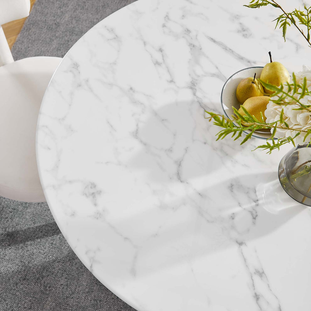Modway Lippa 40" Round Artificial Marble Dining Table in Gold White - EEI-3231 | Dining Tables | Modishstore - 5