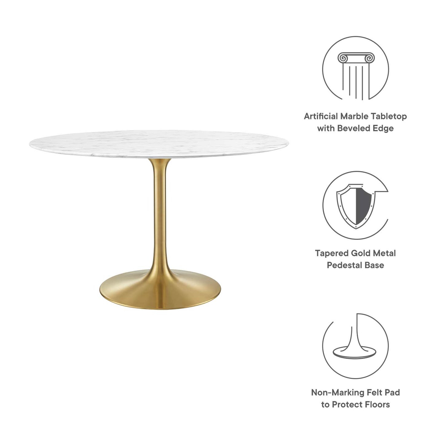 Modway Lippa 47" Round Artificial Marble Dining Table - EEI-3232