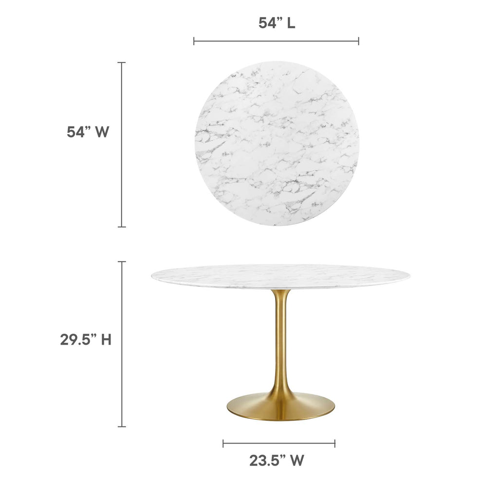 Modway Lippa 54" Round Artificial Marble Dining Table in Gold White - EEI-3233 | Dining Tables | Modishstore - 11