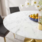 Modway Lippa 60" Round Artificial Marble Dining Table in Gold White - EEI-3234 | Dining Tables | Modishstore - 5