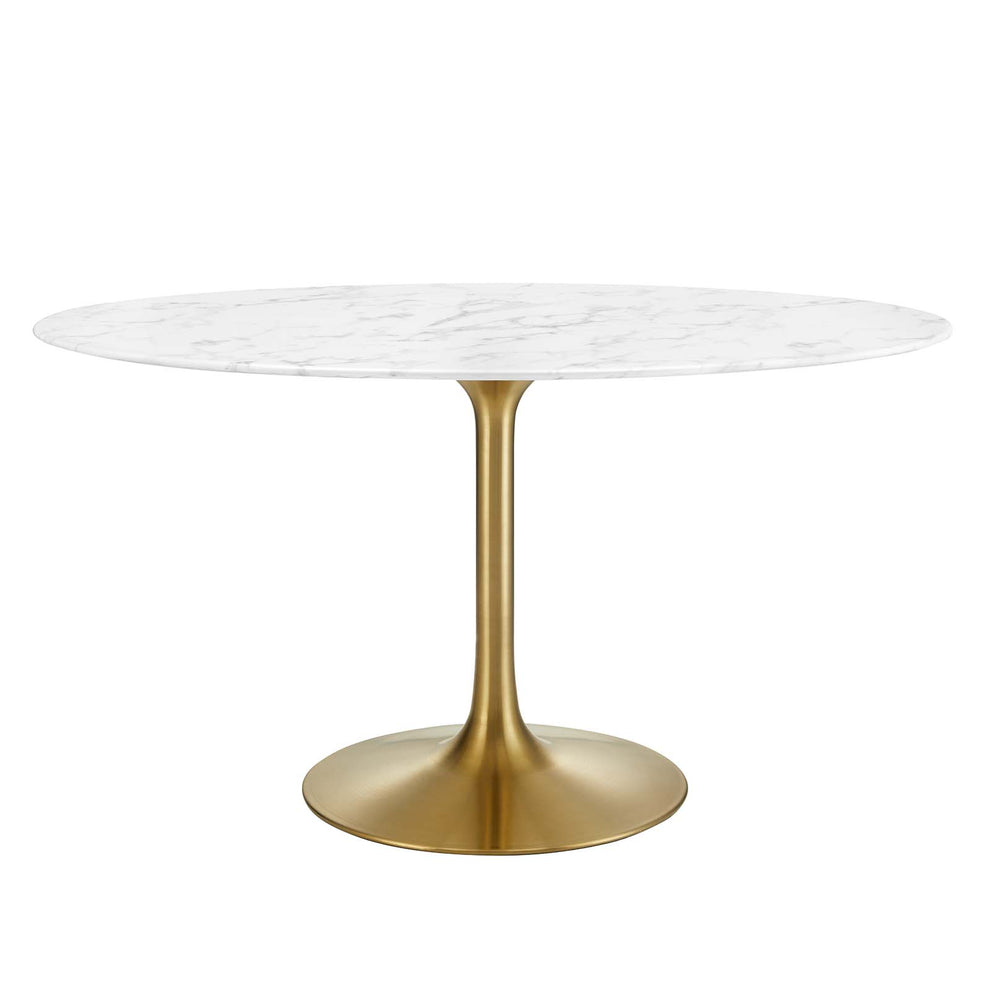 Modway Lippa 54" Oval Artificial Marble Dining Table in Gold White - EEI-3235 | Dining Tables | Modishstore - 7