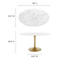 Modway Lippa 54" Oval Artificial Marble Dining Table in Gold White - EEI-3235
