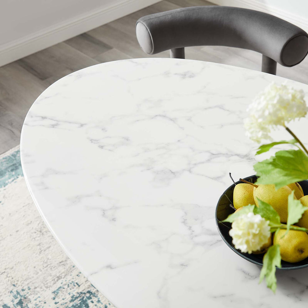 Modway Lippa 54" Oval Artificial Marble Dining Table in Gold White - EEI-3235 | Dining Tables | Modishstore - 5