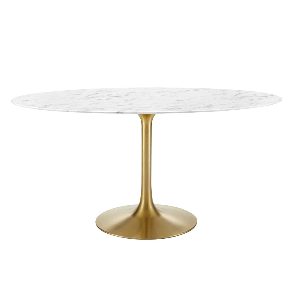 Modway Lippa 60" Oval Artificial Marble Dining Table in Gold White - EEI-3236 | Dining Tables | Modishstore - 7