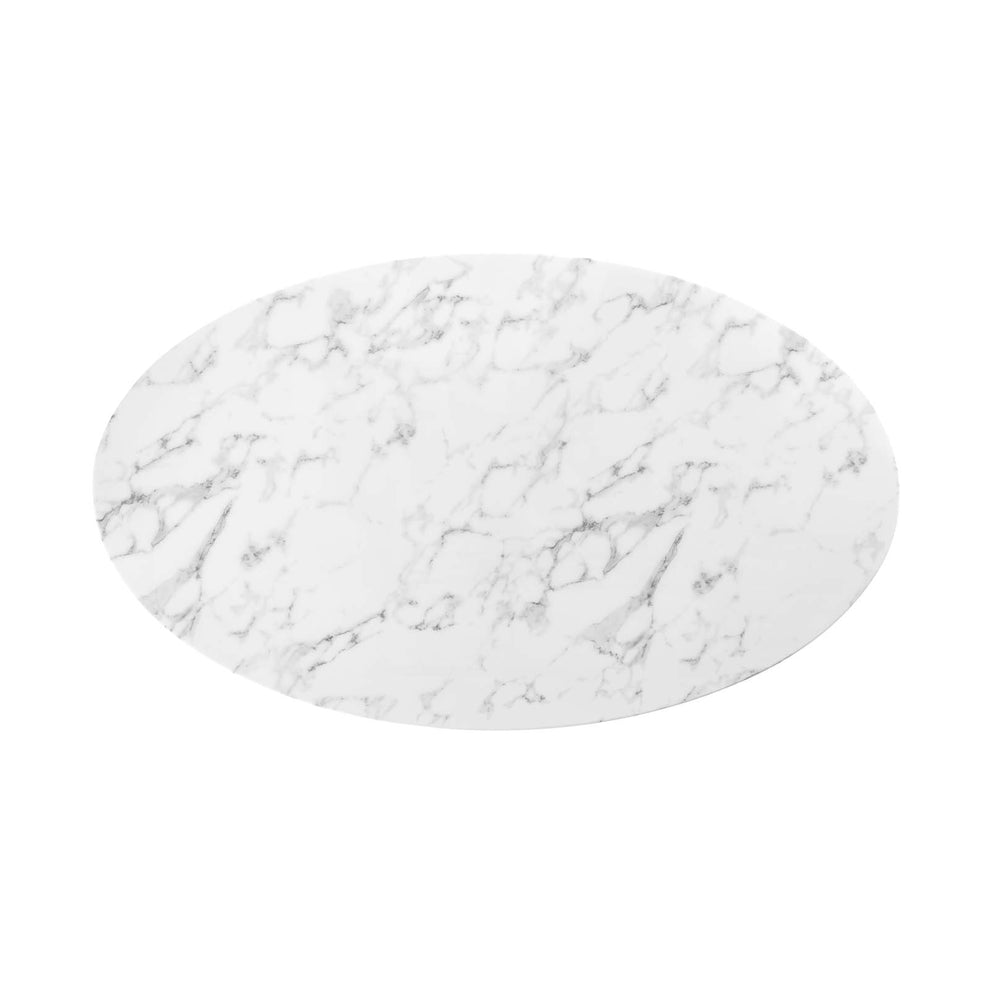 Modway Lippa 60" Oval Artificial Marble Dining Table in Gold White - EEI-3236 | Dining Tables | Modishstore - 8