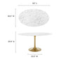 Modway Lippa 60" Oval Artificial Marble Dining Table in Gold White - EEI-3236