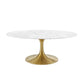 Modway Lippa 42" Oval-Shaped Coffee Table In Gold White - EEI-3249 - EEI-3249