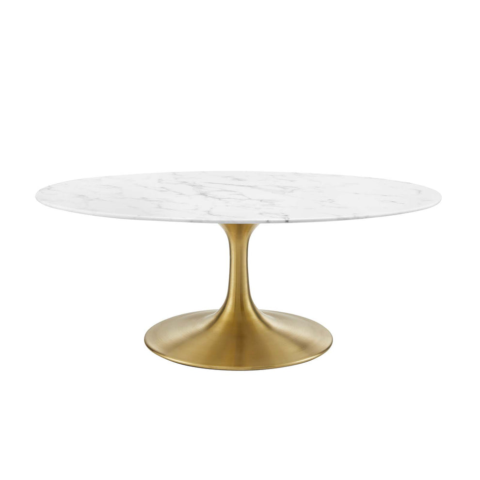 Modway Lippa 42" Oval-Shaped Coffee Table In Gold White - EEI-3249 - EEI-3249 | Coffee Tables | Modishstore - 5