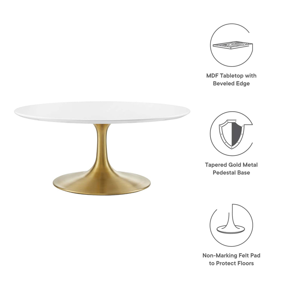 Modway Lippa 36" Coffee Table In Gold White - EEI-3250 | Coffee Tables | Modishstore - 10