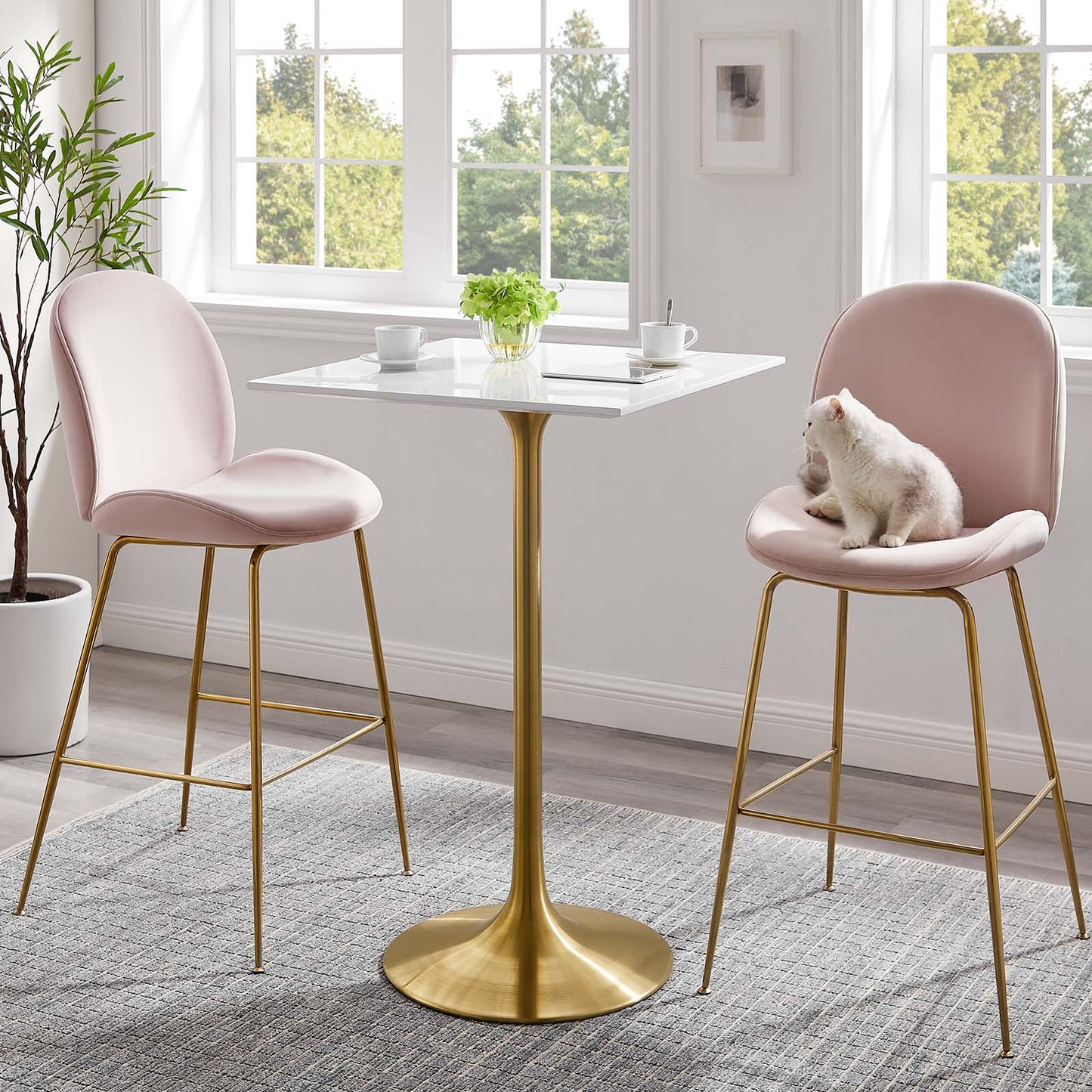 Modway Lippa 28" Square Bar Table Gold White - EEI-3263 | Bar Tables | Modishstore - 6