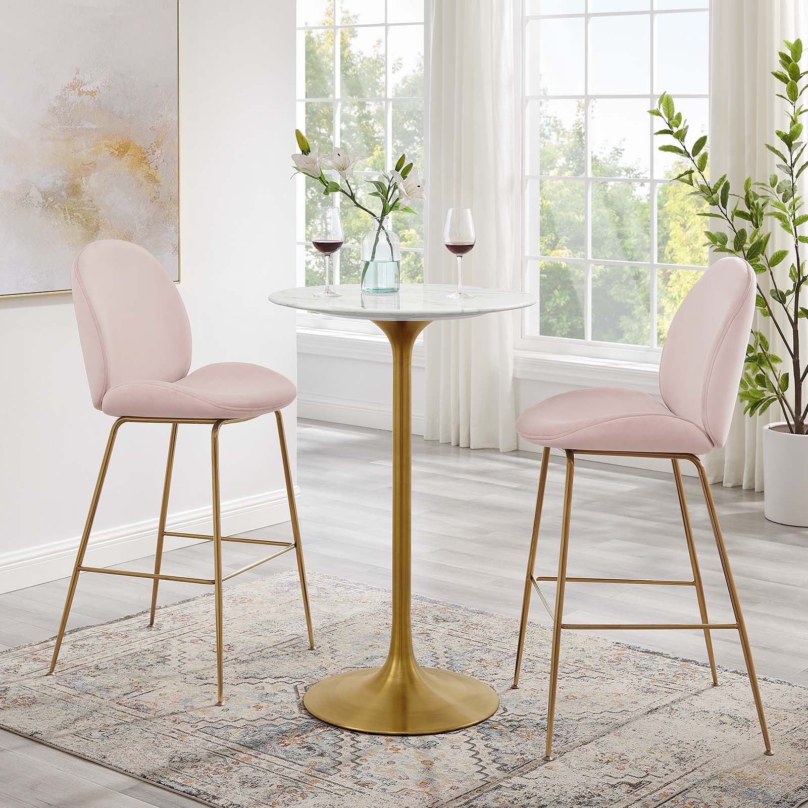 Modway Lippa 28" Bar Table Gold White - EEI-3264 | Bar Tables | Modishstore - 1