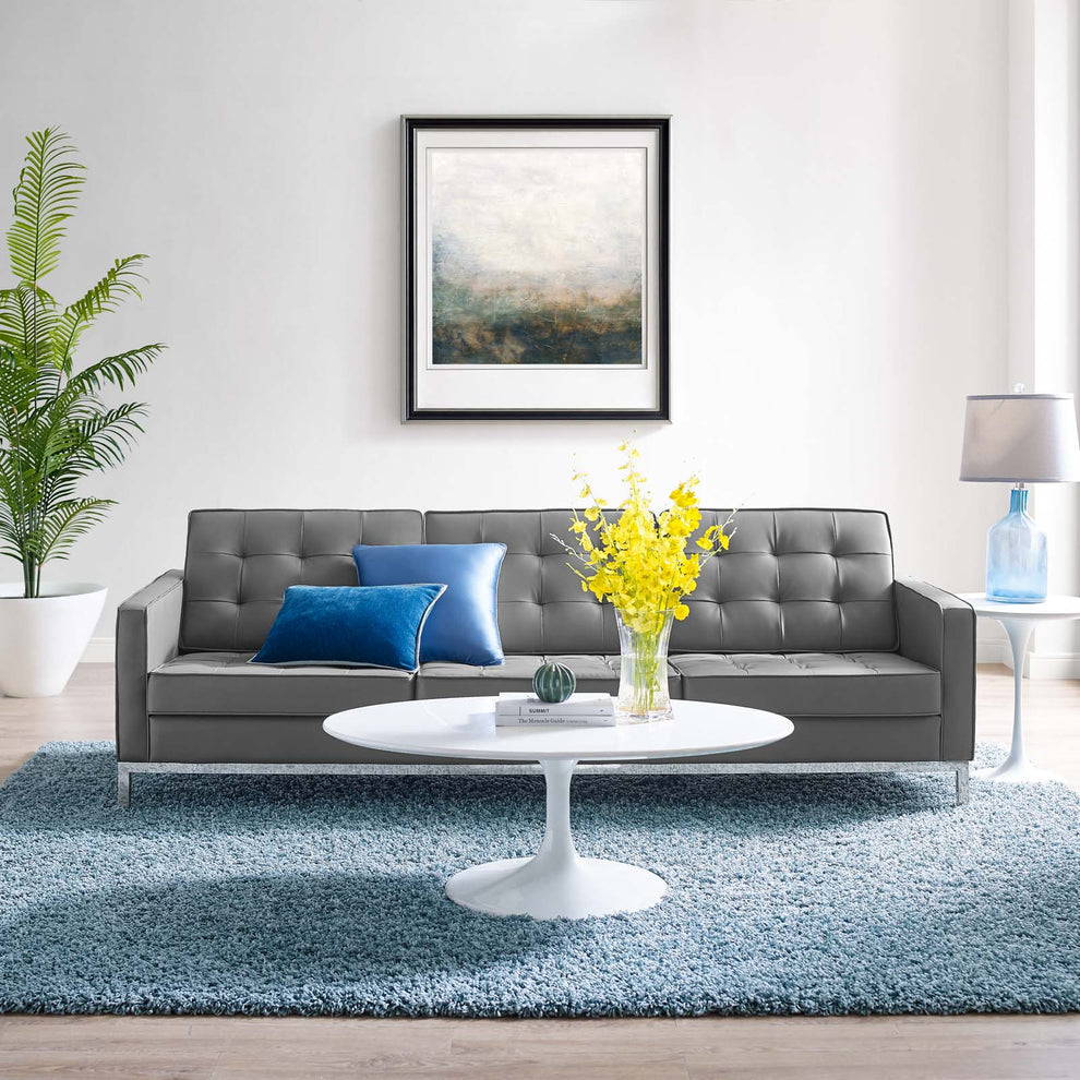 Modway Loft Tufted Button Upholstered Faux Leather Sofa - EEI-3385 | Sofas | Modishstore - 17