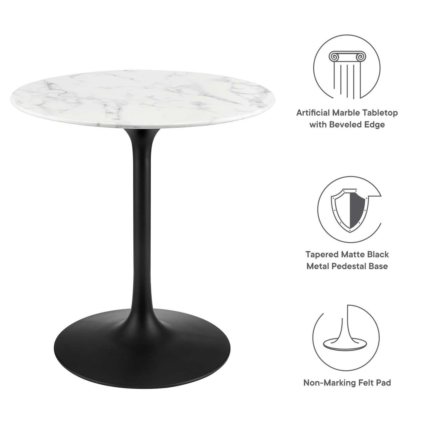 Modway Lippa 28" Round Artificial Marble Dining Table - EEI-3515 | Dining Tables | Modishstore - 8