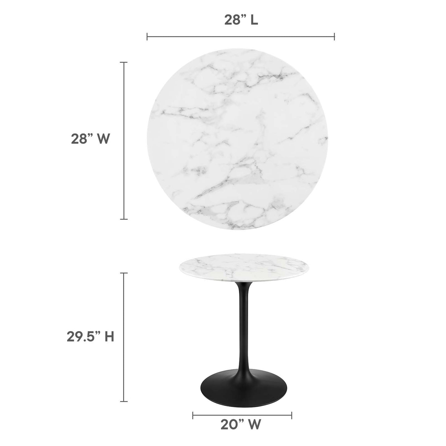 Modway Lippa 28" Round Artificial Marble Dining Table - EEI-3515