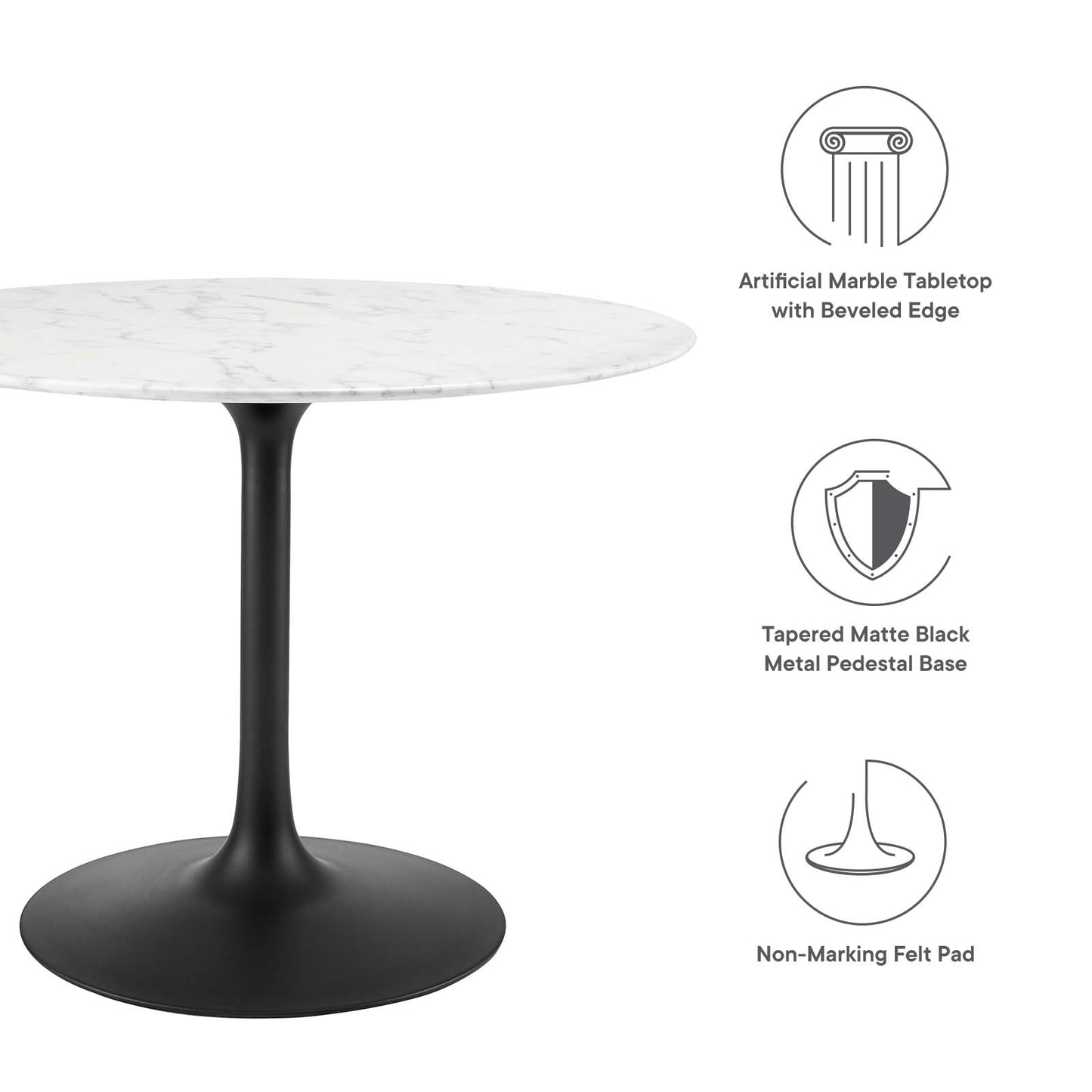 Modway Lippa 40" Round Artificial Marble Dining Table-EEI-3526 - EEI-3526 | Dining Tables | Modishstore - 8