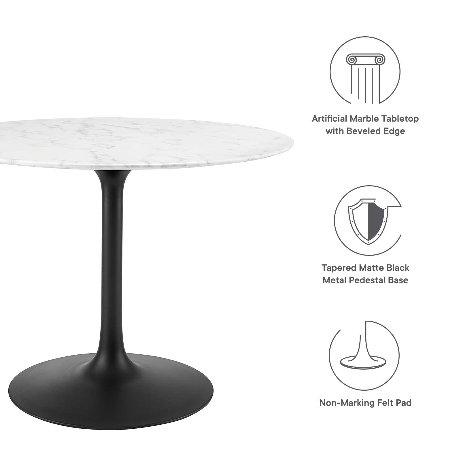 Modway Lippa 40" Round Artificial Marble Dining Table-EEI-3526 - EEI-3526 | Dining Tables | Modishstore - 8