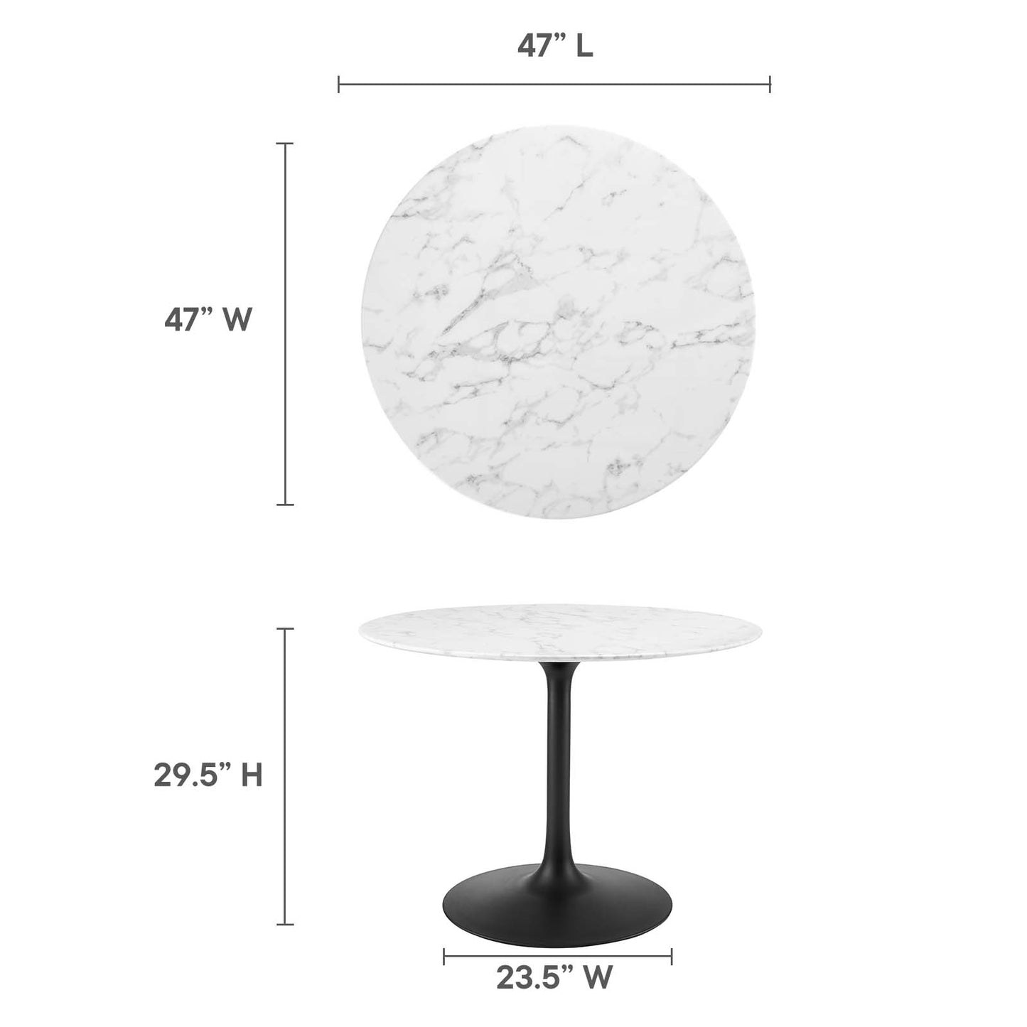 Modway Lippa 40" Round Artificial Marble Dining Table-EEI-3526 - EEI-3526 | Dining Tables | Modishstore - 9