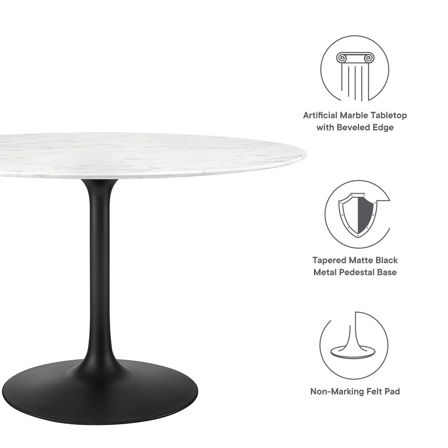 Modway Lippa 47" Round Artificial Marble Dining Table-EEI-3527 - EEI-3527