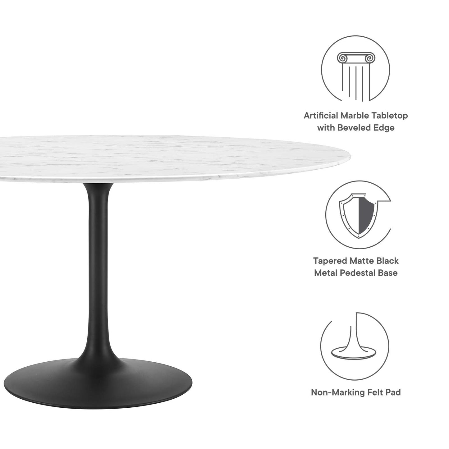 Modway Lippa 60" Round Artificial Marble Dining Table - EEI-3529