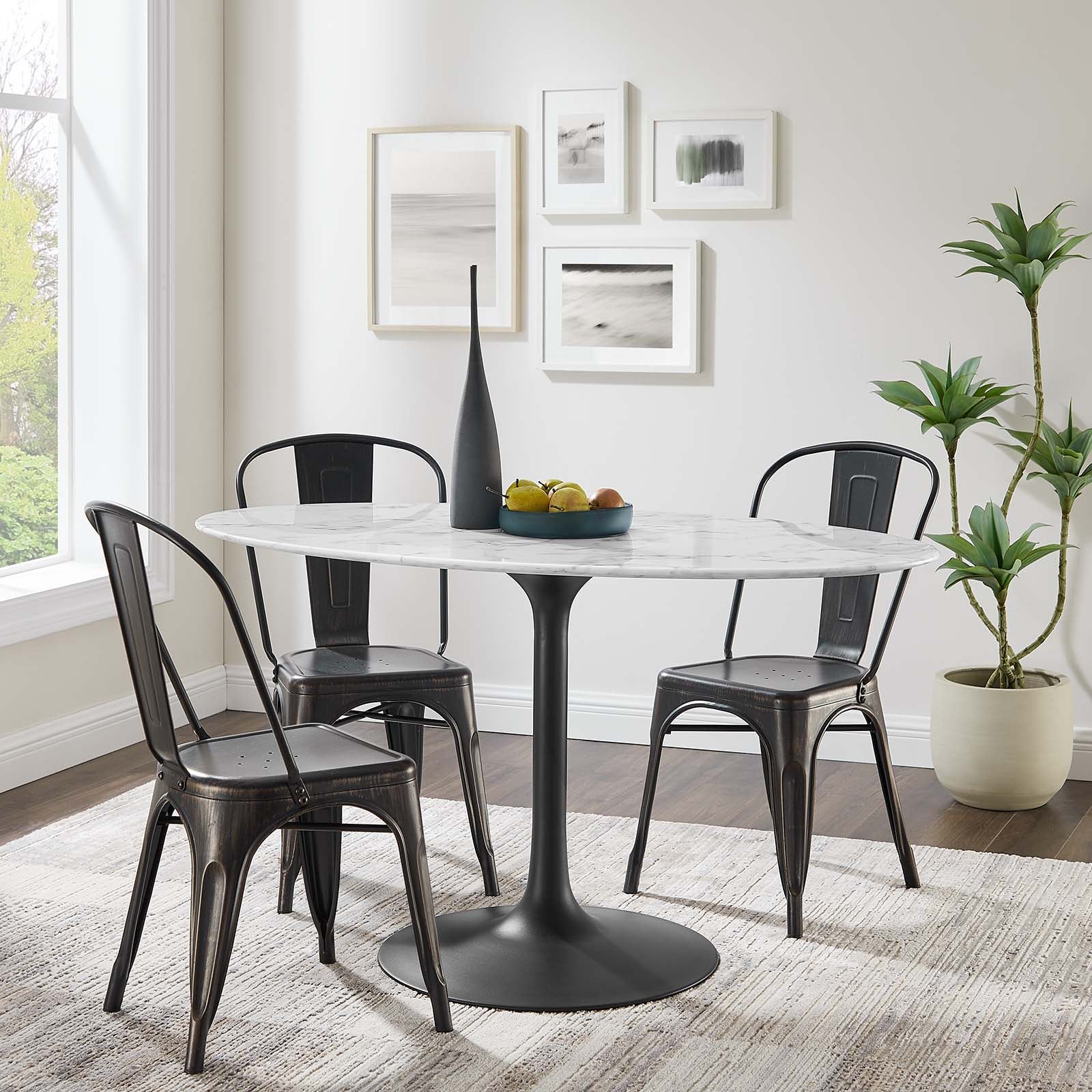Modway Lippa 54" Oval Artificial Marble Dining Table - EEI-3530 | Dining Tables | Modishstore - 1