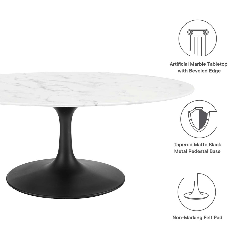 Modway Lippa 42" Oval-Shaped Artificial Marble Coffee Table-EEI-3534 - EEI-3534 | Coffee Tables | Modishstore - 8