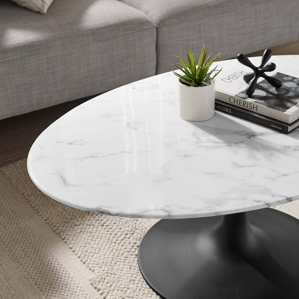 Modway Lippa 42" Oval-Shaped Artificial Marble Coffee Table-EEI-3534 - EEI-3534 | Coffee Tables | Modishstore - 4