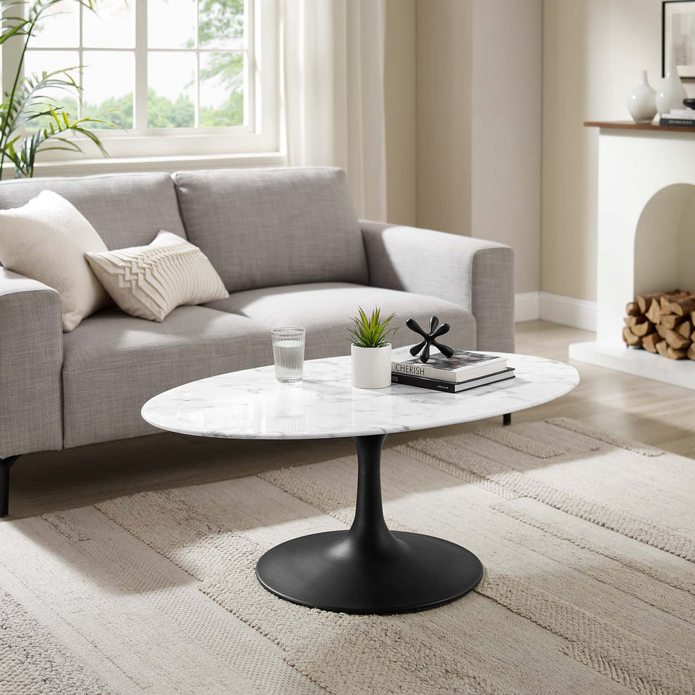Modway Lippa 42" Oval-Shaped Artificial Marble Coffee Table-EEI-3534 - EEI-3534 | Coffee Tables | Modishstore - 10