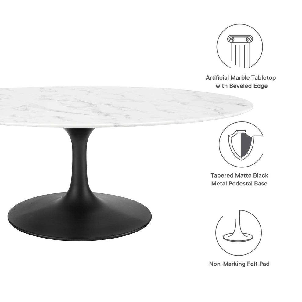 Modway Lippa 48" Oval-Shaped Artificial Marble Coffee Table-EEI-3537 - EEI-3537 | Coffee Tables | Modishstore - 9