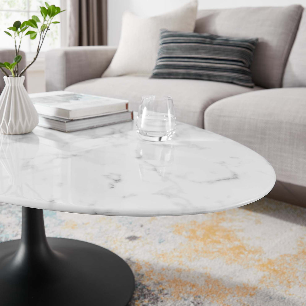 Modway Lippa 48" Oval-Shaped Artificial Marble Coffee Table-EEI-3537 - EEI-3537 | Coffee Tables | Modishstore - 4