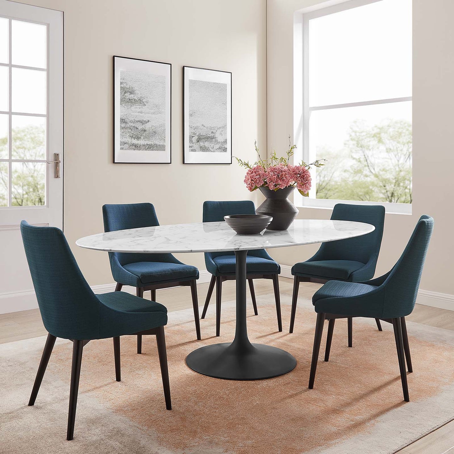 Modway Lippa 78" Oval Artificial Marble Dining Table - EEI-3542 | Dining Tables | Modishstore - 5