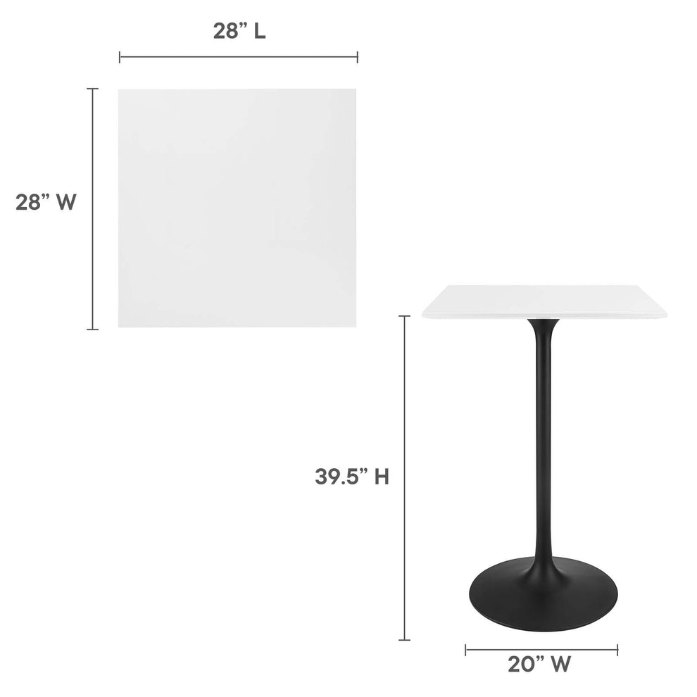 Modway Lippa 28" Square Wood Top Bar Table in White - EEI-3546 | Bar Tables | Modishstore - 10