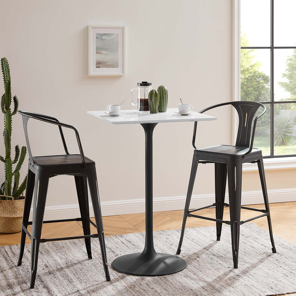 Modway Lippa 28" Square Wood Top Bar Table in White - EEI-3546 | Bar Tables | Modishstore - 5