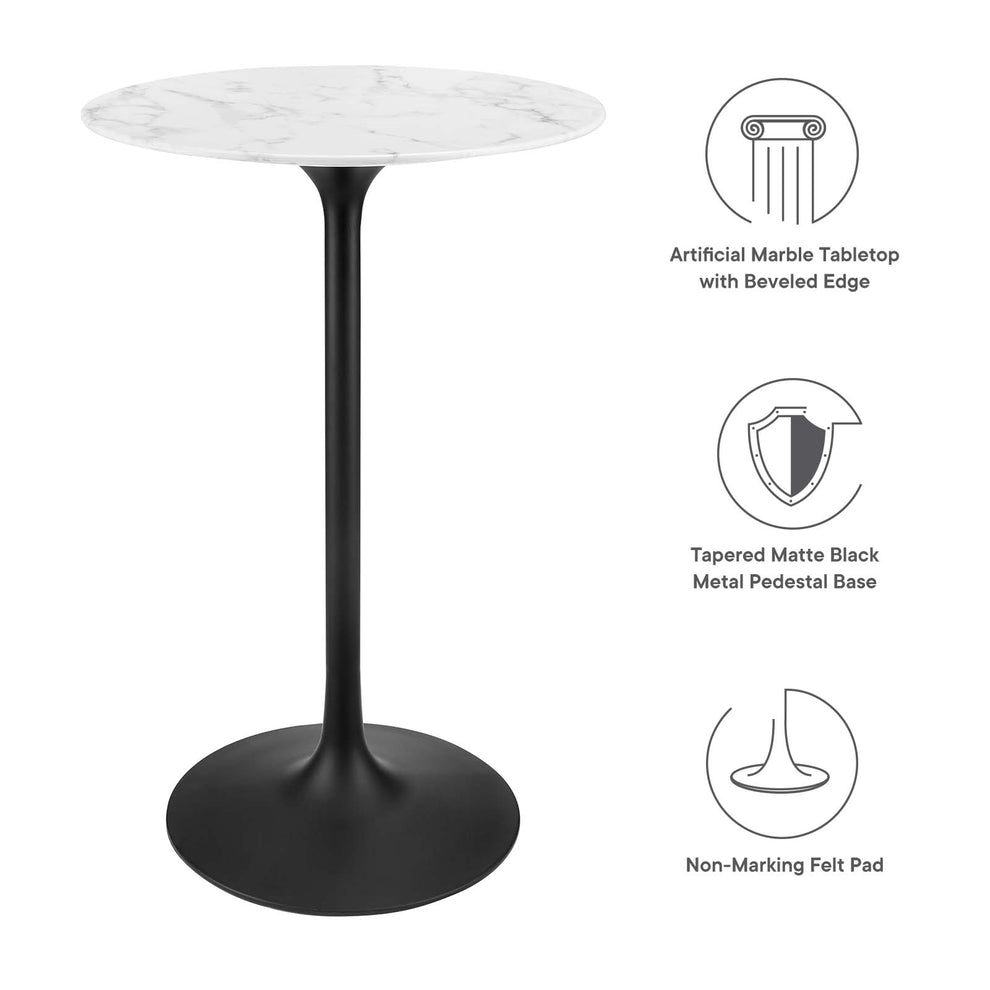 Modway Lippa 28" Round Artificial Marble Bar Table - EEI-3547 | Bar Tables | Modishstore - 9