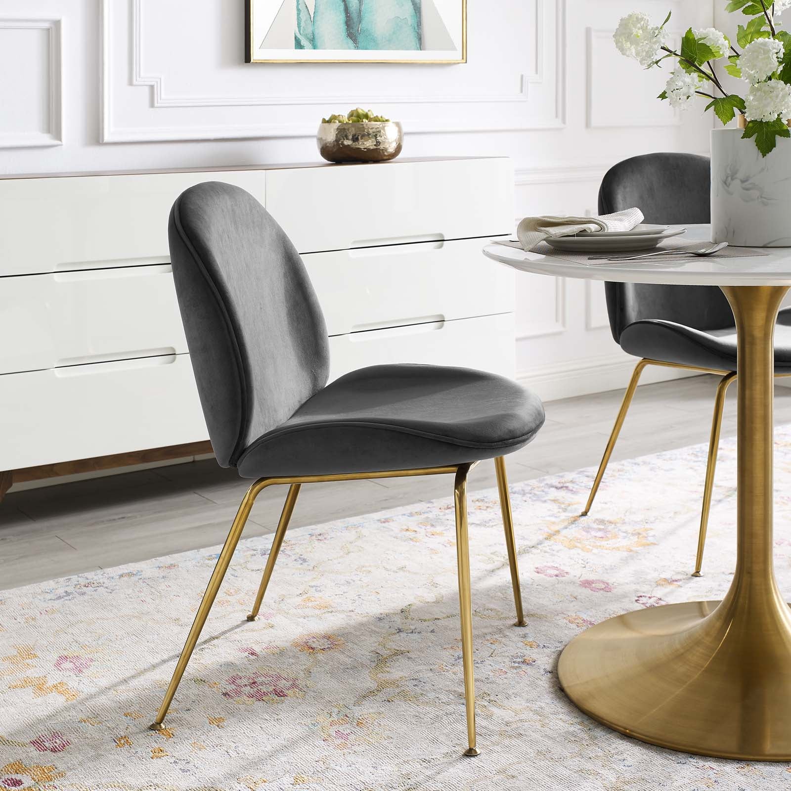 Modway Scoop Gold Stainless Steel Leg Performance Velvet Dining Chair - EEI-3548 | Dining Chairs | Modishstore - 33