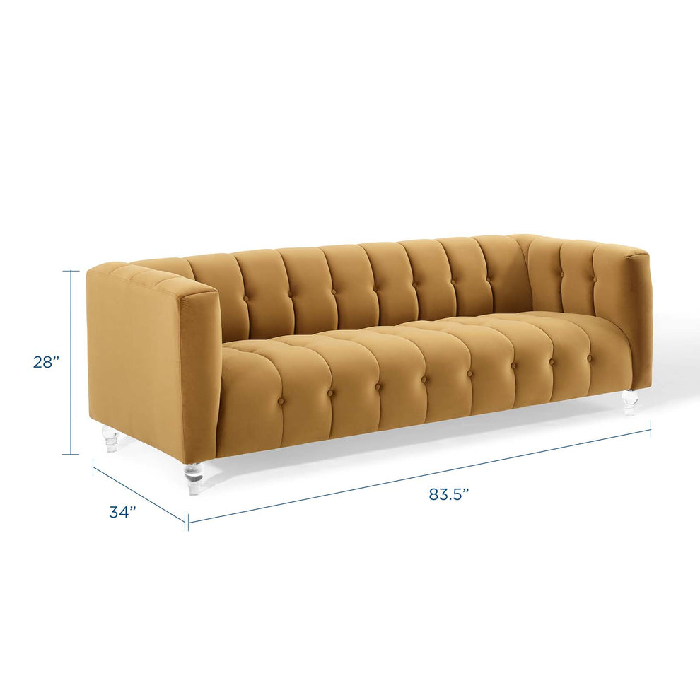 Modway Mesmer Channel Tufted Button Performance Velvet Sofa - EEI-3882 | Sofas | Modishstore - 25