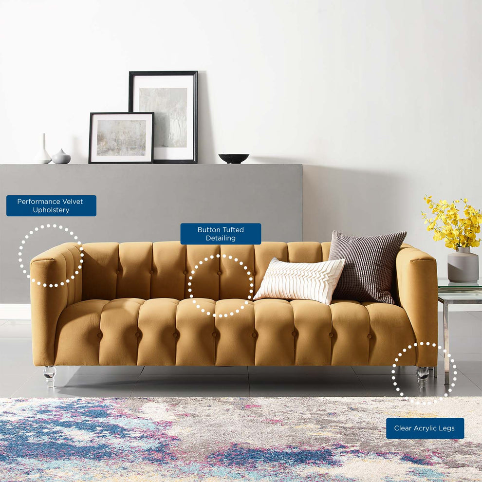 Modway Mesmer Channel Tufted Button Performance Velvet Sofa - EEI-3882 | Sofas | Modishstore - 18
