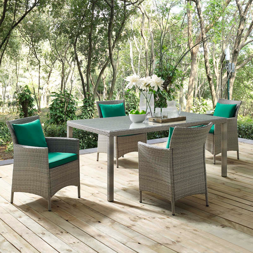 Modway Conduit 5 Piece Outdoor Patio Wicker Rattan Dining Set - EEI-3894 | Outdoor Dining Sets | Modishstore - 16