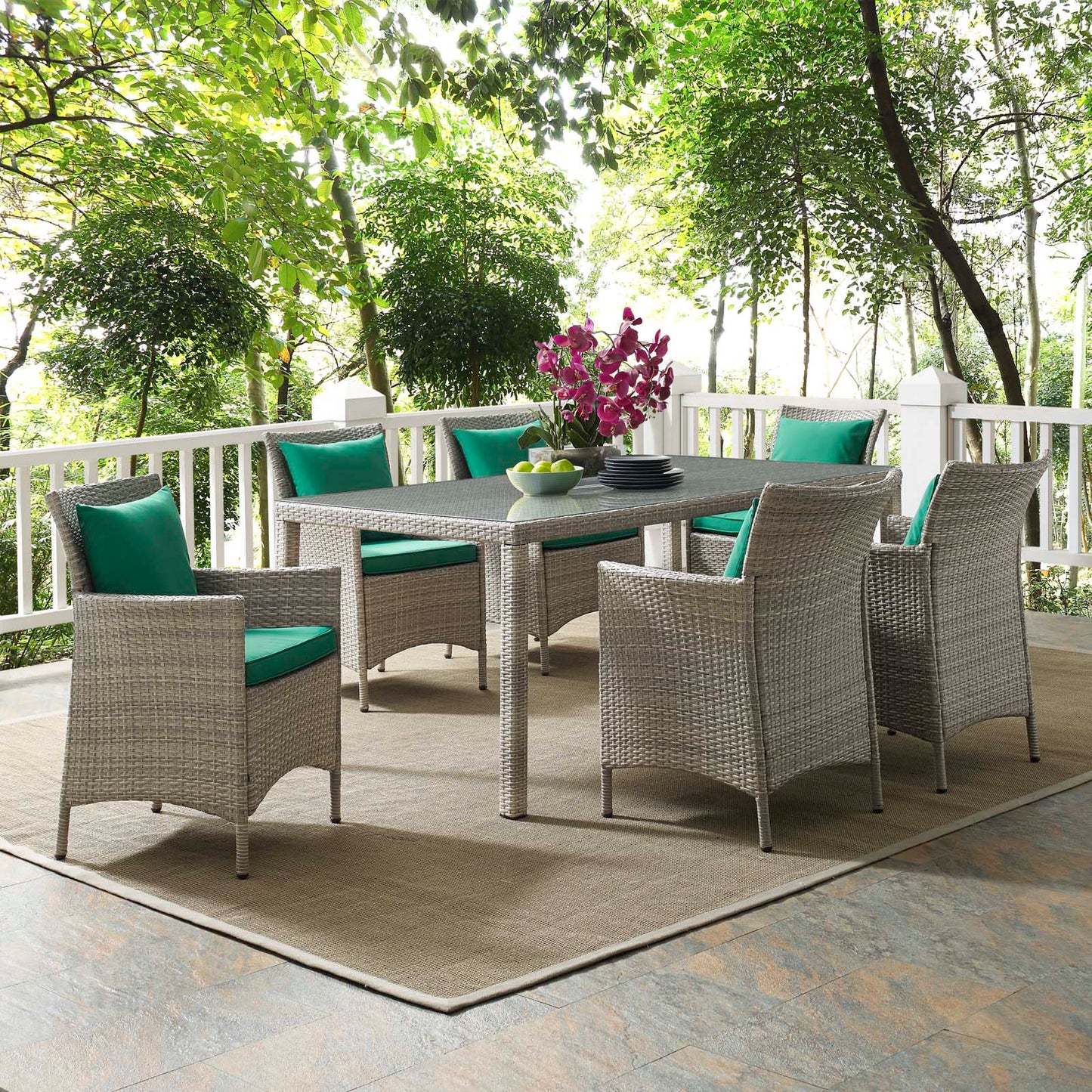 Modway Conduit 7 Piece Outdoor Patio Wicker Rattan Dining Set - EEI-4015 | Outdoor Dining Sets | Modishstore - 22