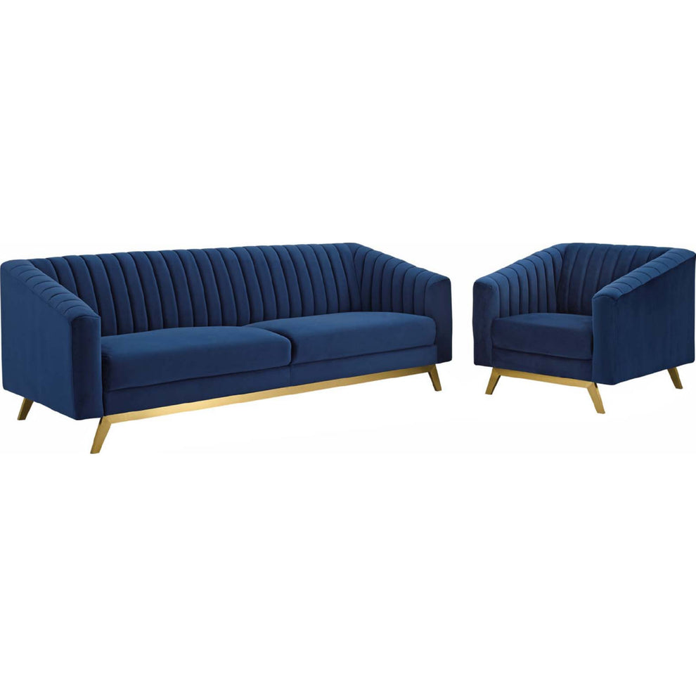 Modway Valiant Vertical Channel Tufted Performance Velvet Sofa and Armchair Set - EEI-4140 | Sofa Set | Modishstore - 2