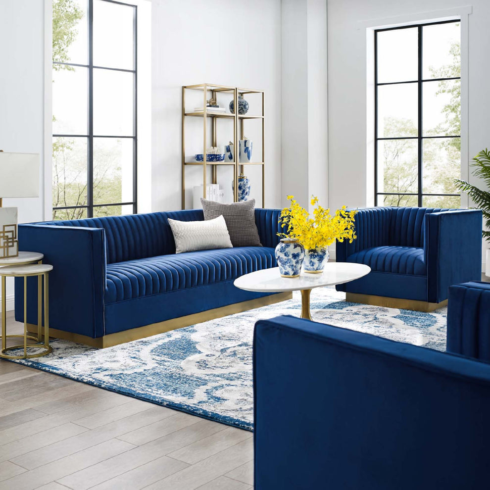 Modway Sanguine Tufted Upholstered Velvet Sofa and Armchair Set - EEI-4143 | Sofa Set | Modishstore - 7