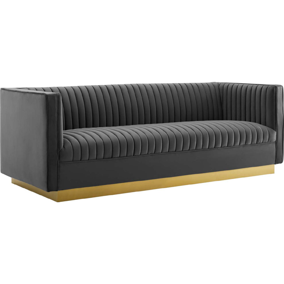 Modway Sanguine Tufted Upholstered Velvet Sofa and Armchair Set - EEI-4143 | Sofa Set | Modishstore - 3