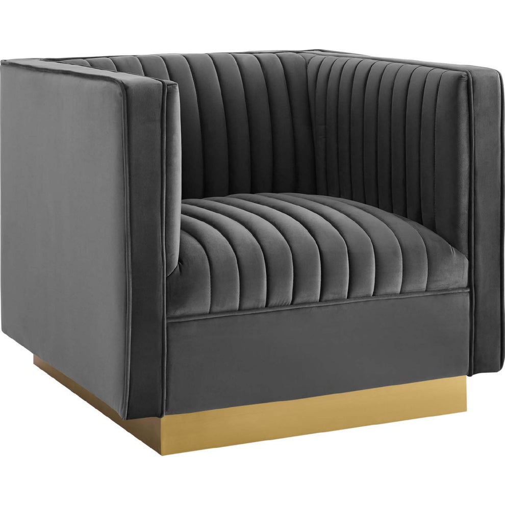 Modway Sanguine Tufted Upholstered Velvet Sofa and Armchair Set - EEI-4143 | Sofa Set | Modishstore - 5